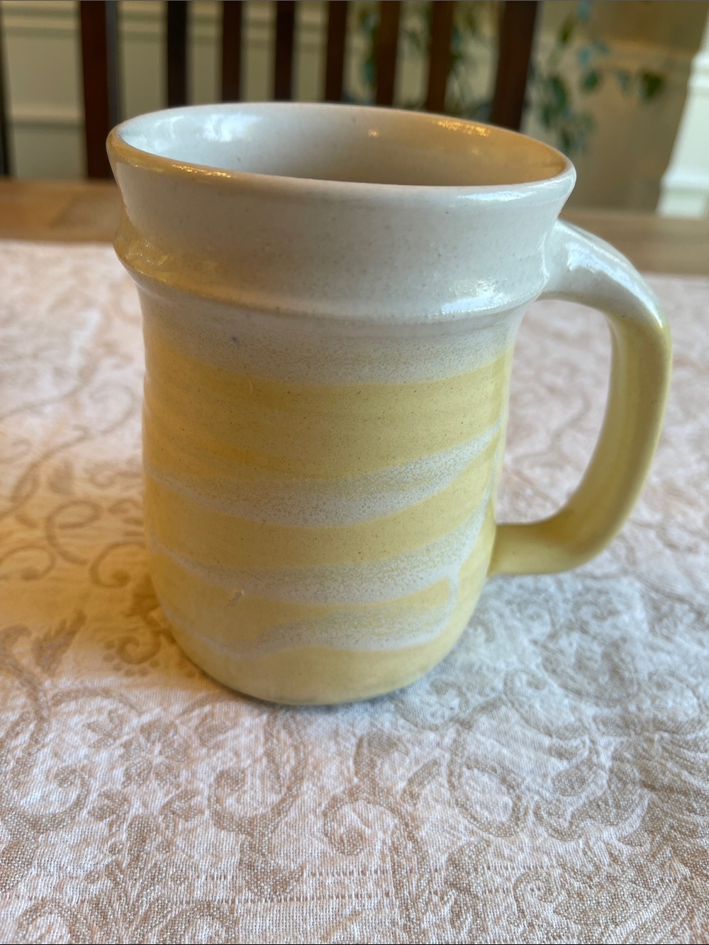Handmade Yellow and Cream Ceramic Mug